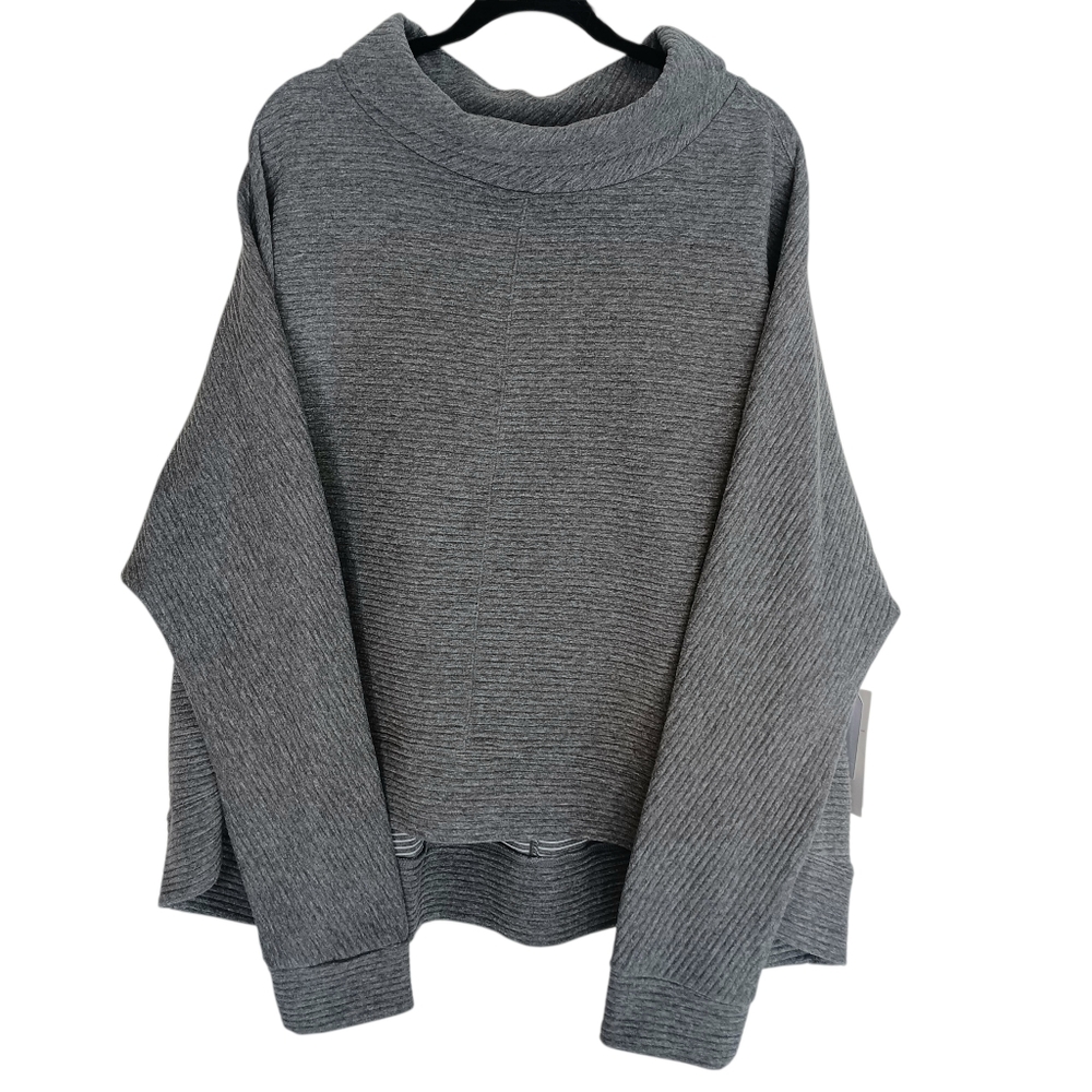 Zella Sweater Women's Size 3X Charcoal Gray Cowl Neck Long Sleeve Ribbed NWT
